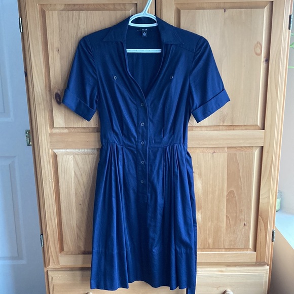 Jacob Navy Blue Belted Short Sleeve Shirt Dress - Picture 4 of 8